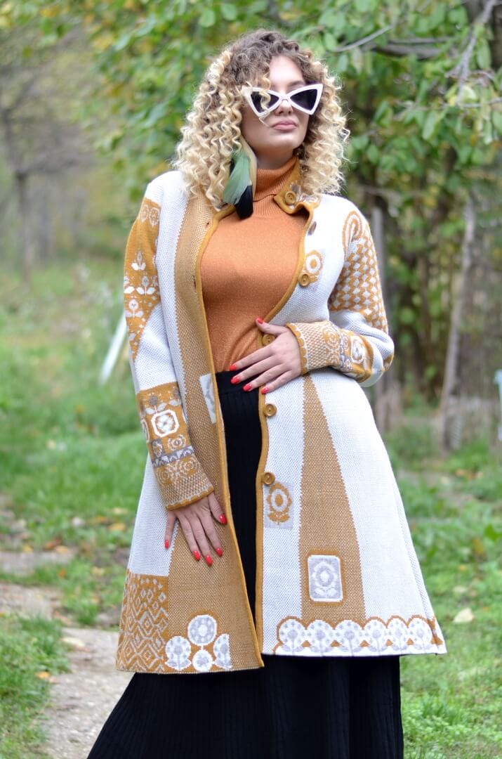 Kardigan Ruska Kragna GAUDI - oker - Slika 2