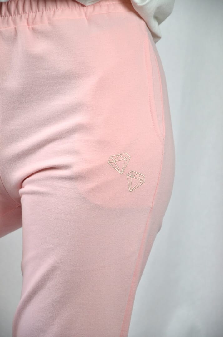 Pamučna Trenerka DIAMONDS - belo-roze - Slika 3