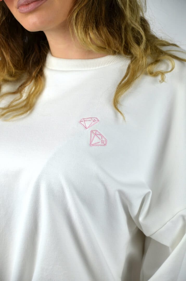 Pamučna Trenerka DIAMONDS - belo-roze - Slika 5