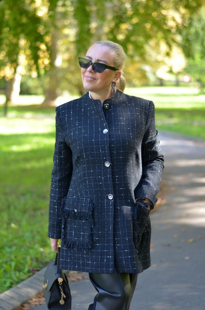 plus-size sako od tvida crni
