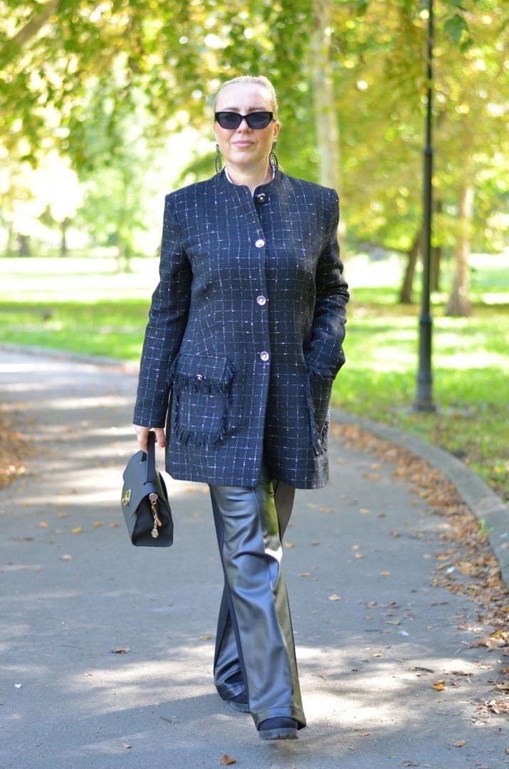 plus-size sako od tvida crni