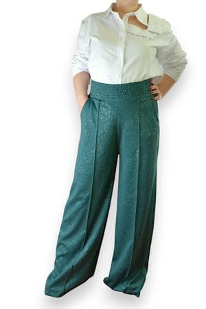 Ženske pantalone široke nogavice širok rastegljiv pojas