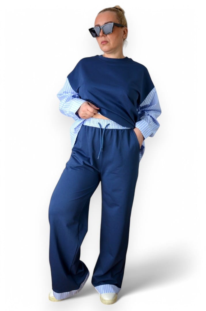 Pamučna Plus Size Trenerka teget