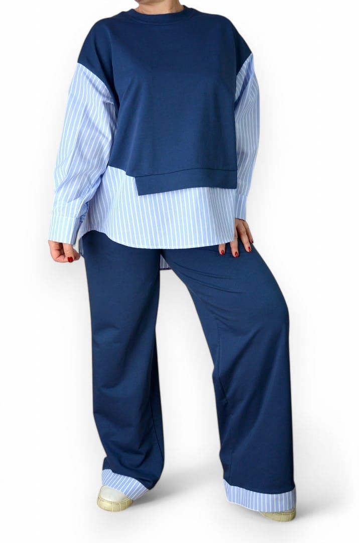 Pamučna Plus Size Trenerka teget