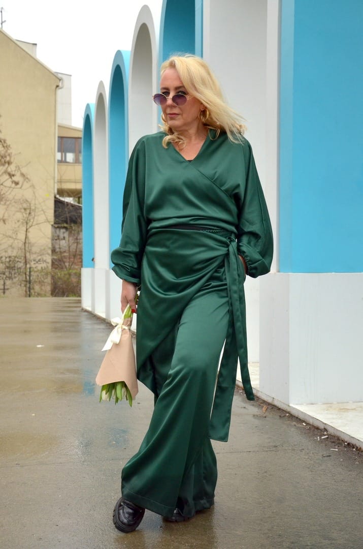 plus-size bluza pantalone GINA zelena