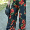 Pantalone plus-size SERENA crne ruza print
