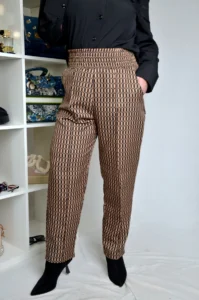 Pantalone LUCIA Cigaret Plus-Size kamel-crna