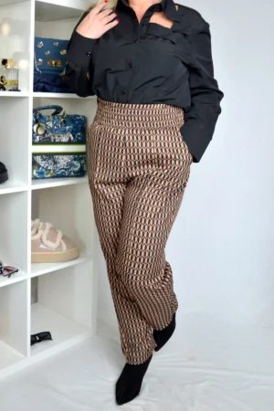 Pantalone LUCIA Cigaret Plus-Size kamel-crna